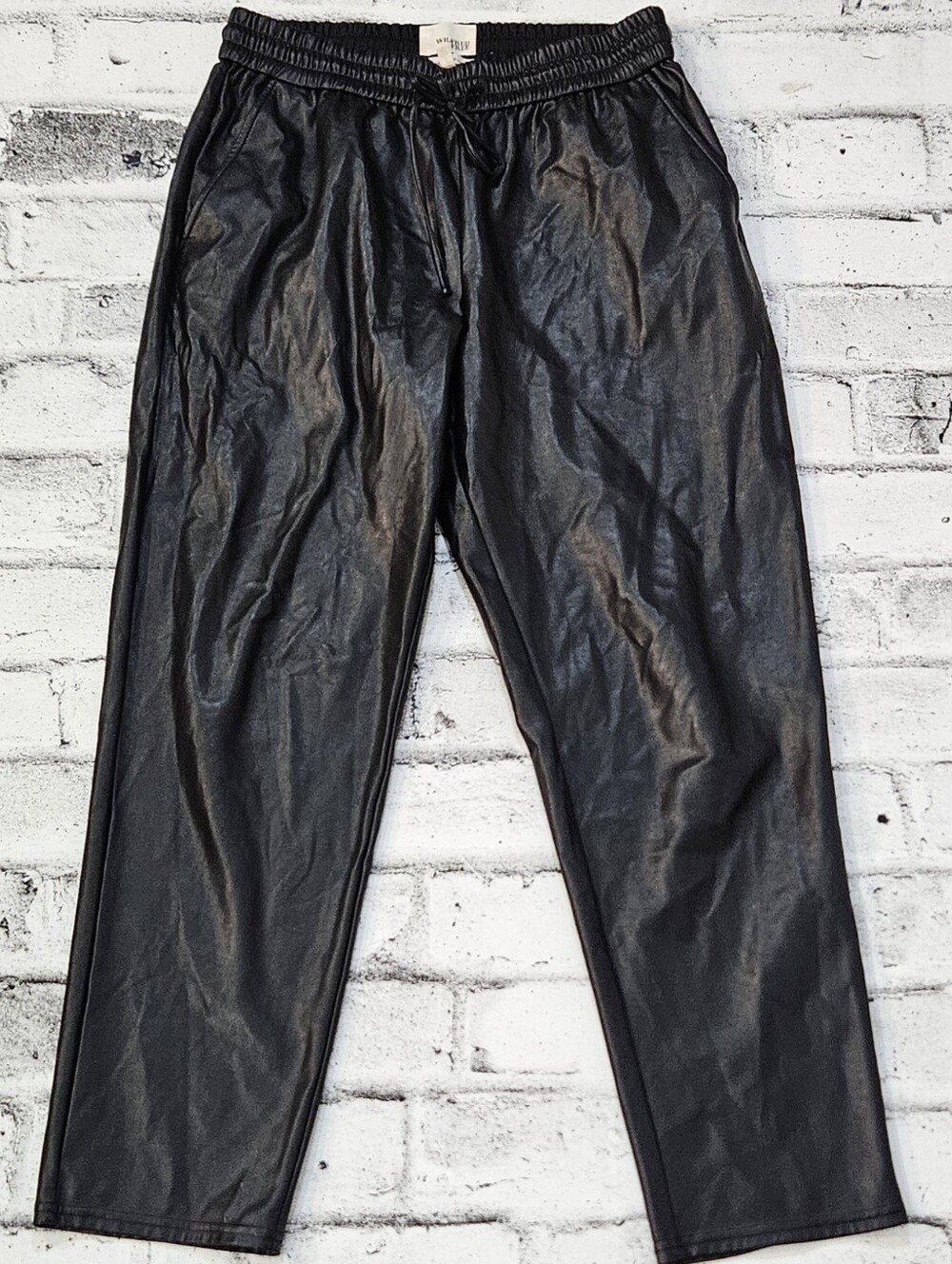 Wilfred Free Womens S Black Faux Leather Straight Leg Pull On Pants
